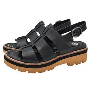 Sofft Womens Size 9.5 Patrina Black Leather Open Toe Fisherman Sandals Shoes